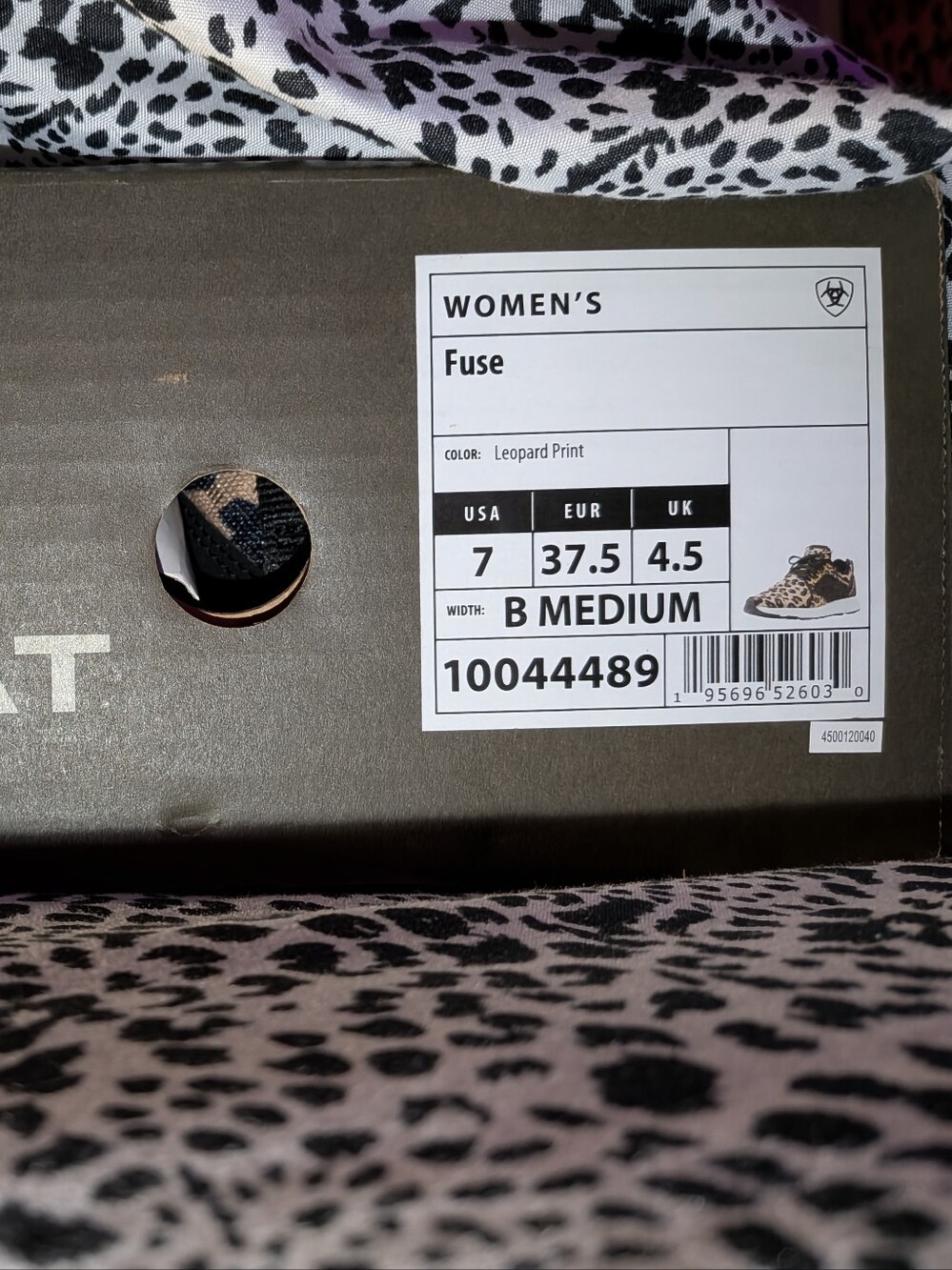 Women's Ariat leopard print fuse tennis shoe - Picture 6 of 6